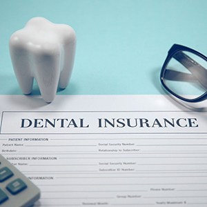 Dental insurance claim form on desk