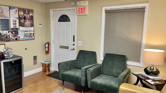 Comfortable seating in dental office waiting room