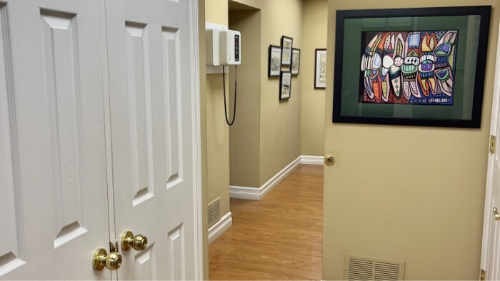 Hallway leading to dental treatment room