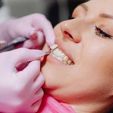 Metal free dental restoration being placed